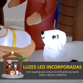 Presépio Insuflável de Natal Decoração de Natal com Luzes LED e Insuflador para Exterior 150x90x185 cm Multicor