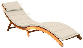 vidaXL Espreguiçadeira de jardim com almofadão madeira acácia maciça
