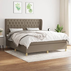 vidaXL Cama com molas/colchão 160x200 cm tecido castanho-acinzentado