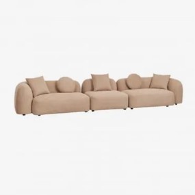 Sofá Modular De 3 Peças Em Chenille Coco Chenille Grossa Castanho Latte - Sklum