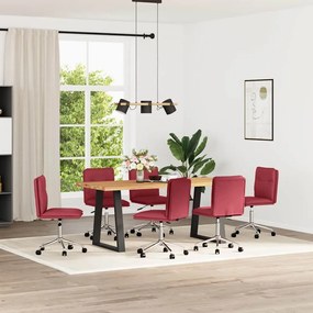 vidaXL Cadeiras de jantar 6 pcs couro artificial vermelho-tinto