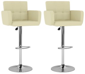 vidaXL Bancos de bar 2 pcs couro artificial cor creme