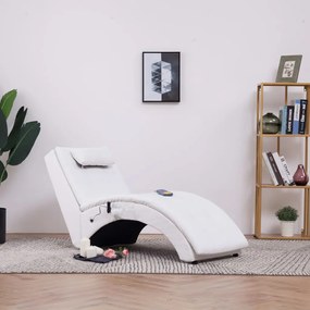 281345 vidaXL Chaise longue de massagem c/ almofada couro artificial branco