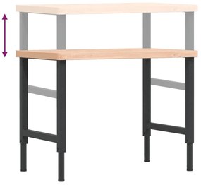 Bancada retangular 100x60x(73-99,5) cm madeira de faia maciça
