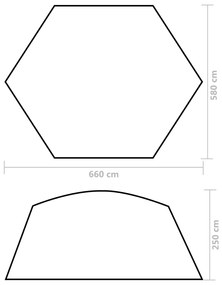 Tenda para piscina 660x580x250 cm tecido cinzento