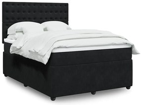 vidaXL Cama com molas/colchão 140x200 cm veludo preto