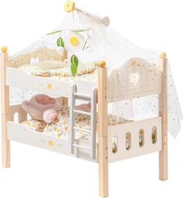 Cama de madeira de brincar 2 em 1 para bonecas (NÃO INCLUIDA) 55 x 30 x 46 cm Natural