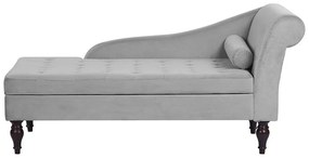 Chaise-longue à direita com arrumação em veludo cinzento claro PESSAC II Beliani