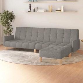 3080546 vidaXL Sofá-cama de 2 lugares com apoio de pés tecido cinzento-claro
