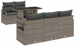 Conjunto de Sofá para Jardim vidaXL 6 Peças com Almofadas Rattan Polip