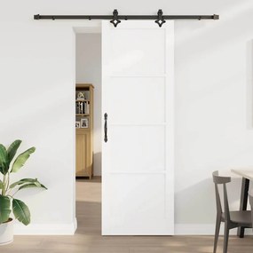 Porta Deslizante vidaXL com Conjunto de Ferragens Branca 78x232 cm Madeira Sólida de Pinho