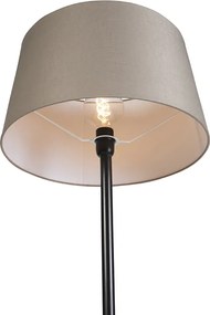 Candeeiro de pé preto com abajur de linho bege 45 cm - Simplo
