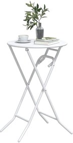 Mesa de Jardim Dobrável Branca Ø50x72 cm Aço