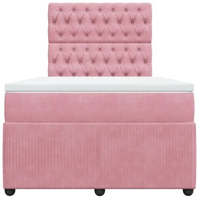 Cama boxspring com colchão 120x200 cm veludo rosa