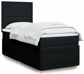 vidaXL Cama com molas/colchão 80x200 cm tecido preto