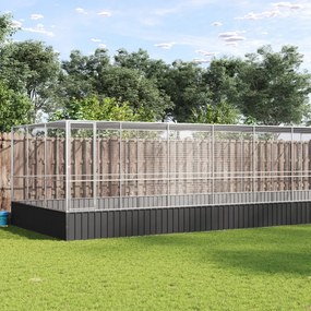 vidaXL Aviário com extensão 1139x307x212 cm aço prateado