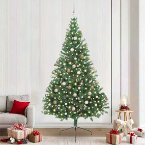 vidaXL Árvore de Natal Artificial Pré-iluminada Verde 240 cm PVC