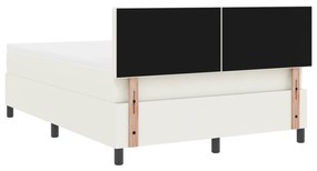 Cama Box Spring com Colchão Creme 140x200 cm Tecido de Veludo Cotelê