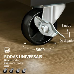 Carrinho de Cozinha com Rodas Móvel Auxiliar de Cozinha com 2 Gavetas 2 Portas Prateleira Ajustável  104x46x91 cm Preto