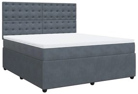 Cama com molas/colchão 180x200 cm veludo cinzento-escuro