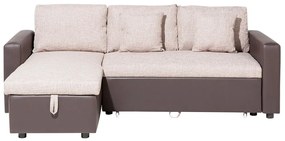 Sofá-cama de canto à direita com 3 lugares em tecido creme TAMPERE Beliani