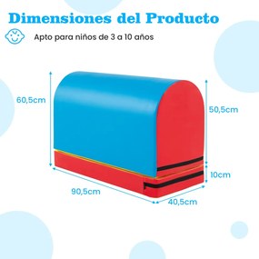Colchão de Treinos Ginastica 90 x 40 x 60 cm para treino com cavalo de salto e a ponte Desmontável Alça de Transporte Azul Claro