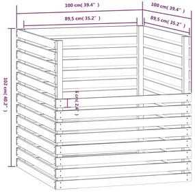 Caixa de compostagem 100x100x102 cm pinho maciço branco