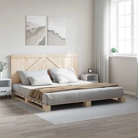 vidaXL Estrutura de cama com cabeceira 180x200 cm pinho maciço