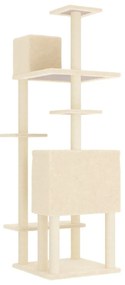 Árvore para gatos c/ postes arranhadores sisal 154 cm cor creme