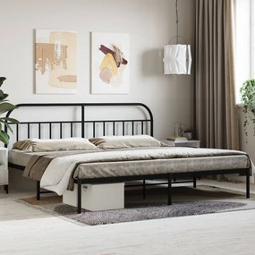 vidaXL Estrutura de cama com cabeceira 193x203 cm metal preto