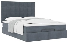 Estrutura de cama otomana colchões 140x200 cm cinzento escuro