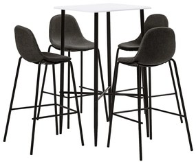 vidaXL 5 pcs conjunto de bar tecido cinzento-escuro