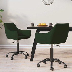 Cadeiras de jantar giratórias 2 pcs veludo verde-escuro