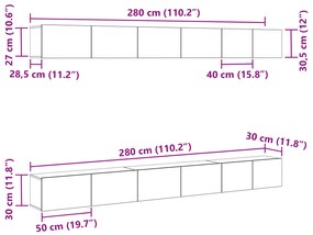 Estante de TV Modular de 6 Peças em Carvalho Preto
