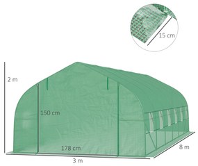 Estufa Tipo Túnel 800x300x200cm com 12 Janelas e Porta Enrolável Cober