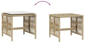 Bancos de jardim com almofadões 4 pcs 41x41x36 cm vime PE bege