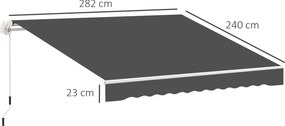 Tecido de substituição para toldo com lambrequim 2,82 x 2,4 m (ESTRUTURA NÃO INCLUIDA), padrão de ondas suaves, em poliéster de alta densidade (280 g/