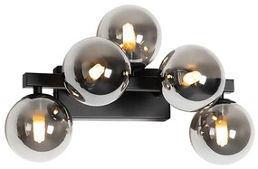 Aplique moderno preto com vidro fumê 5 luzes - Bianca Art Deco