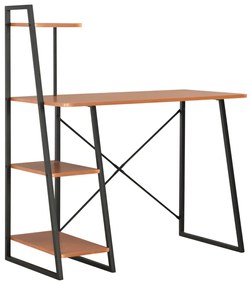 20285 vidaXL Secretária c/ unidade prateleiras 102x50x117cm preto e castanho