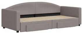 Sofá-cama c/ gavetão/gavetas 90x200 cm tecido cinza-acastanhado