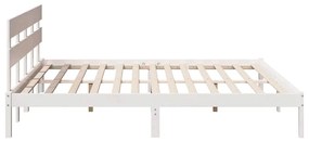 Estrado de Cama com Cabeceira Branca 200x200 cm em Madeira Maciça de P