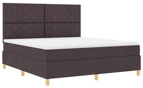 Cama Box com Colchão &amp; LED Castanho 180x200 cm Tecido