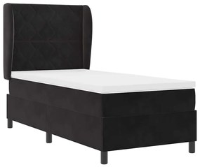 Cama Box com Colchão Preto 100x200 cm em Veludo