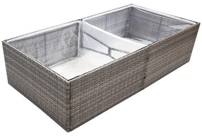 Vaso/floreira de jardim 157x80x40 cm vime PE cinzento