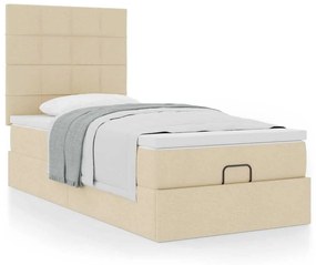 Estrutura de cama otomana com creme de colchão 90x190cm tecido