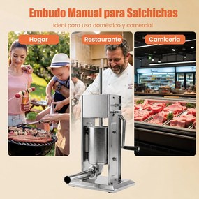Enchedora Manual de Salsichas, 29,5 x 23 x 49,5 cm, Duas Velocidades, Prateado