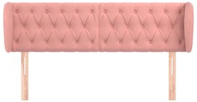 Cabeceira de cama c/ abas veludo 147x23x78/88 cm rosa