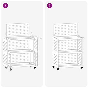 Carro de Ferramentas Branco 65 x 35 x 111 cm Metal