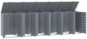 Abrigo para 6 caixotes do lixo 414x79x117 cm aço cinzento