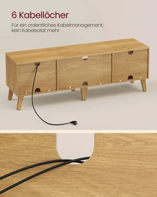 Armário para TV com prateleira ajustável em estilo transitório 147 x 39 x 50 cm Branco + Cor Natural